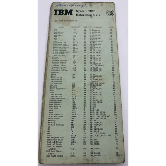 Ibm Other - IBM SYSTEM/360 REFERENCE DATA BROCHURE X20-1703-4 USED